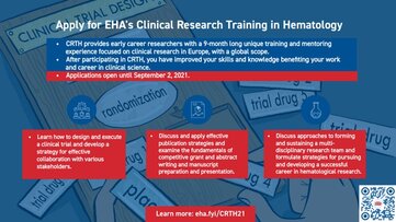 Apply to the 5th edition of the Clinical Research Training in Hematology organized by the European Hematology Association!