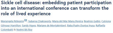 Sickle cell disease: embedding patient participation into an international conference can transform the role of lived experience has been published in the Orphanet Journal of Rare Diseases